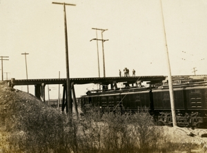 Locomotive 10219 under N.P. bridge west of Missoula