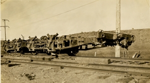 Trucks of forward unit after being placed back on track